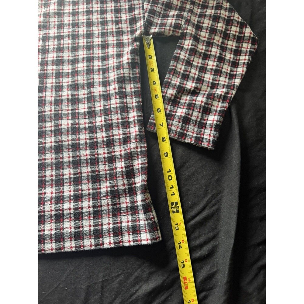 Ann Taylor Womens Plaid Top M Mock Neck Long Sleeve Red Black Holiday Preppy - Picture 4 of 6